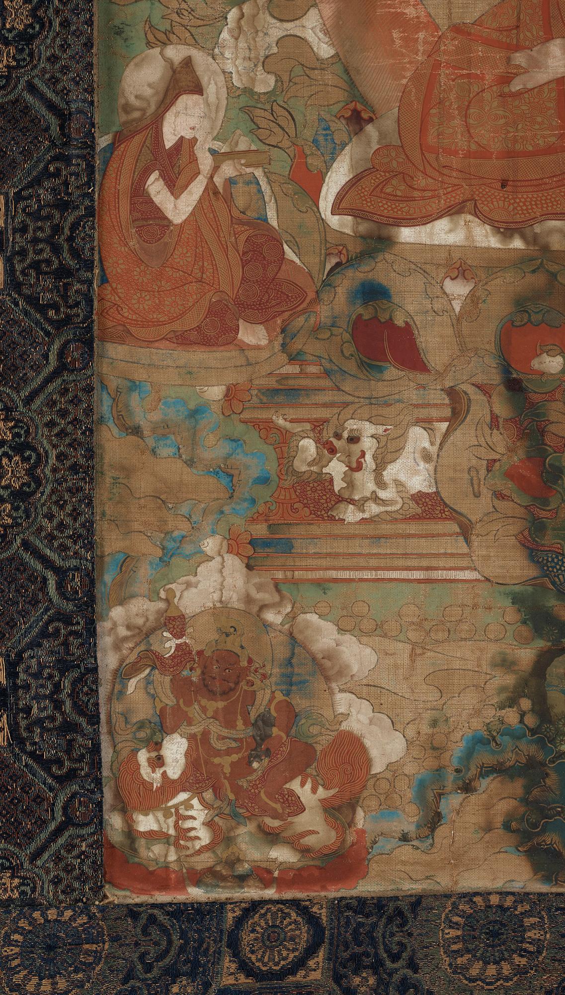 THANGKA, Tsong Khapa, tibeto-kinesisk, 1700-tal/tidigt 1800-tal.