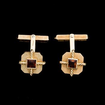 A PAIR OF CUFFLINKS, facetted citrines, 18K gold. Tabbah Jewellery, Beirut.