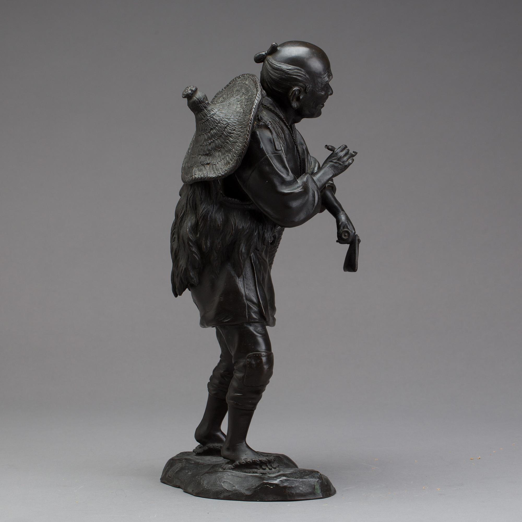 FIGURIN, brons, signerad, Japan, 1900-talets början.