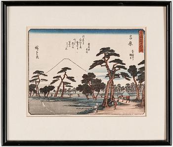 TRÄSNITT, 6 stycken, bla Utagawa Hiroshige, Japan, 18-1900-tal.