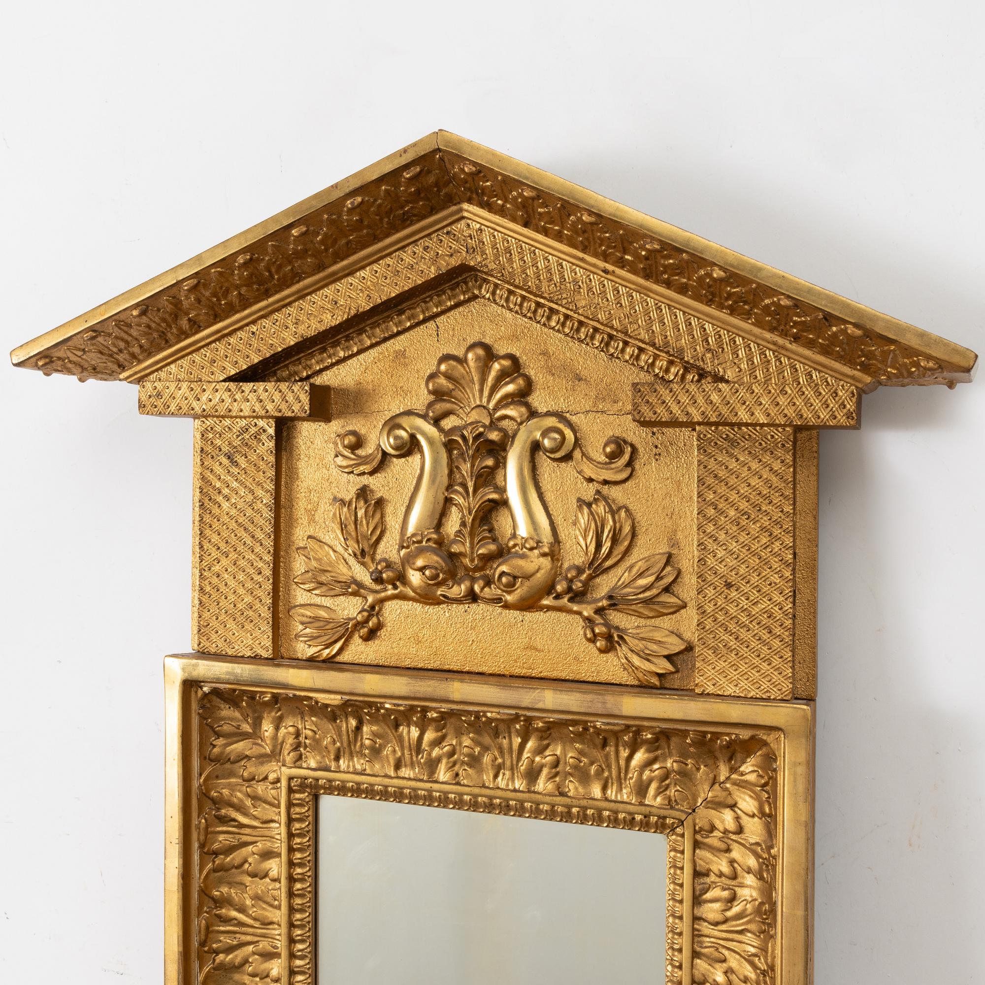 Mirror, attributed to Johan Martin Berg (mirror manufacturer in Gothenburg 1803–c. 1837), Empire.