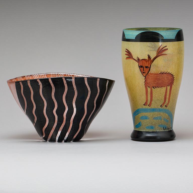 KOSTA BODA VASE AND BOWL.