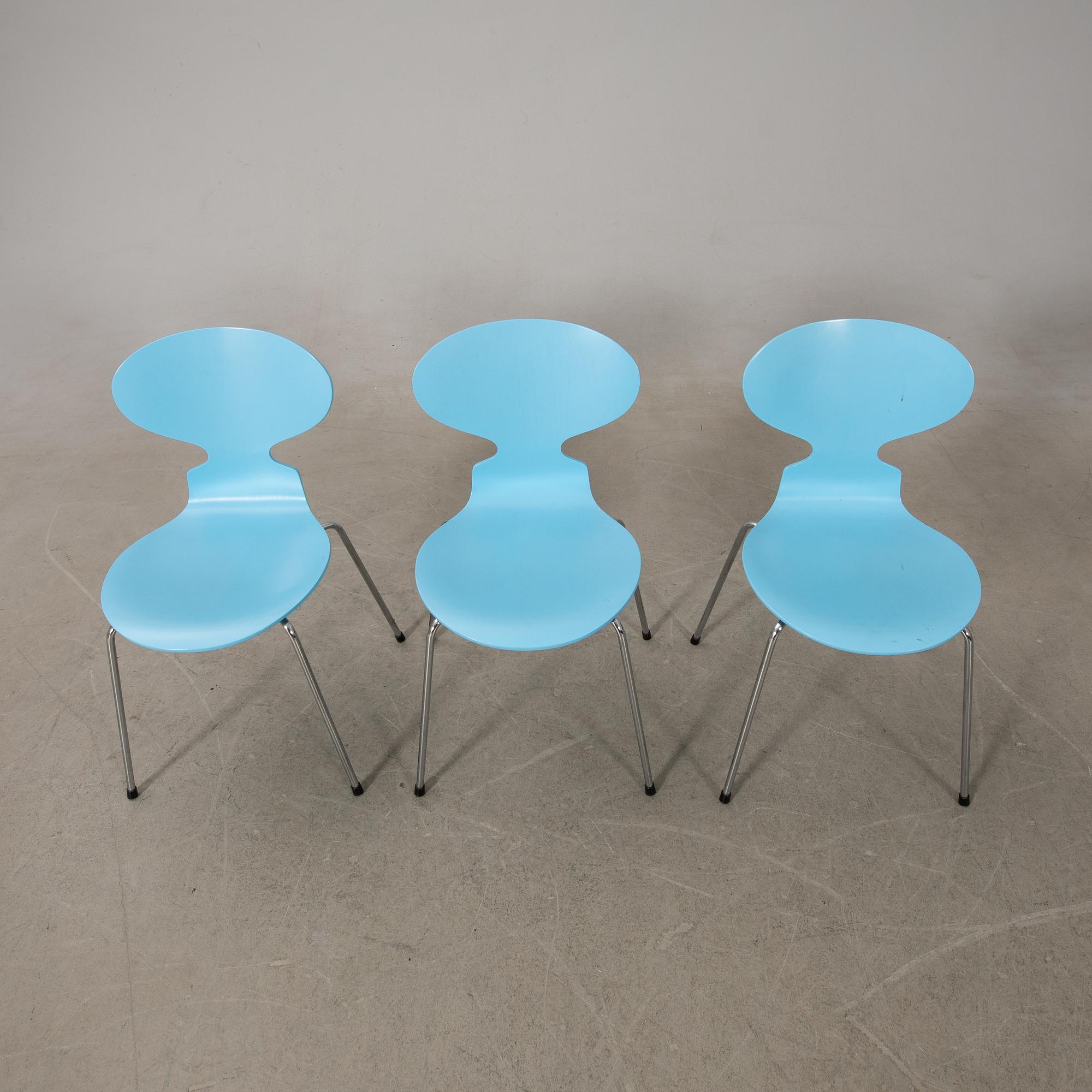 Arne Jacobsen, chairs 8 pcs, "Ant", Fritz Hansen, 1993.
