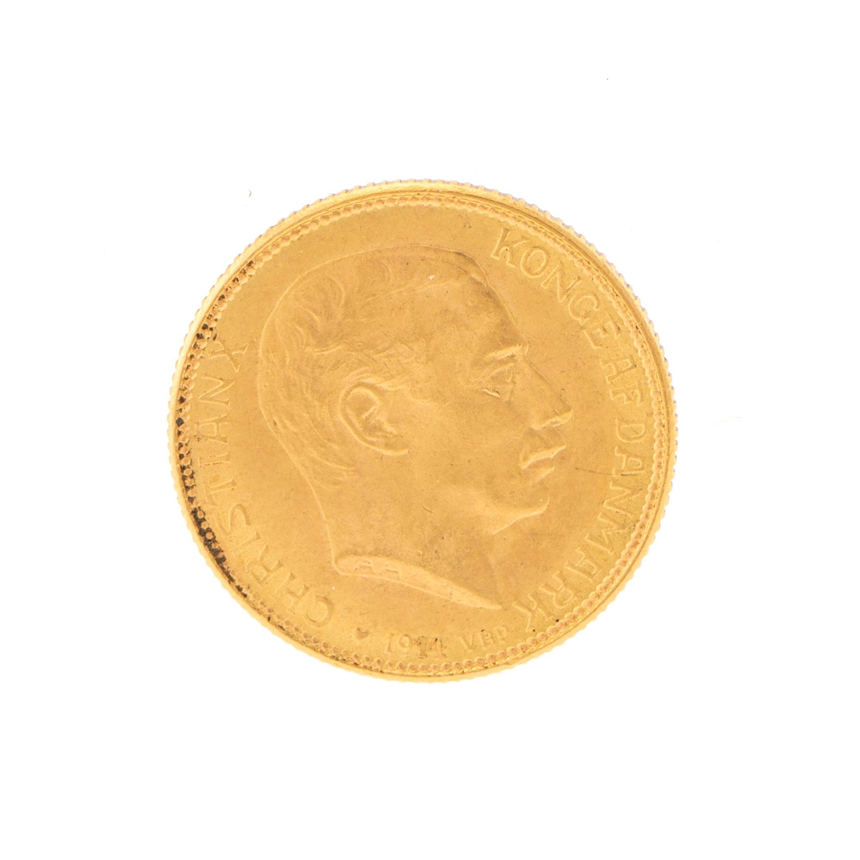 Gold coin 20kr Christian X, Denmark 1914.
