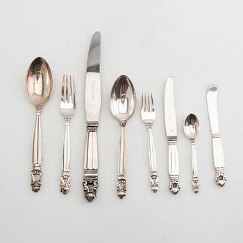 Johan Rohde, bestick 59 dlr "Konge/Achorn" sterlingsilver för Georg Jensen efter 1945.
