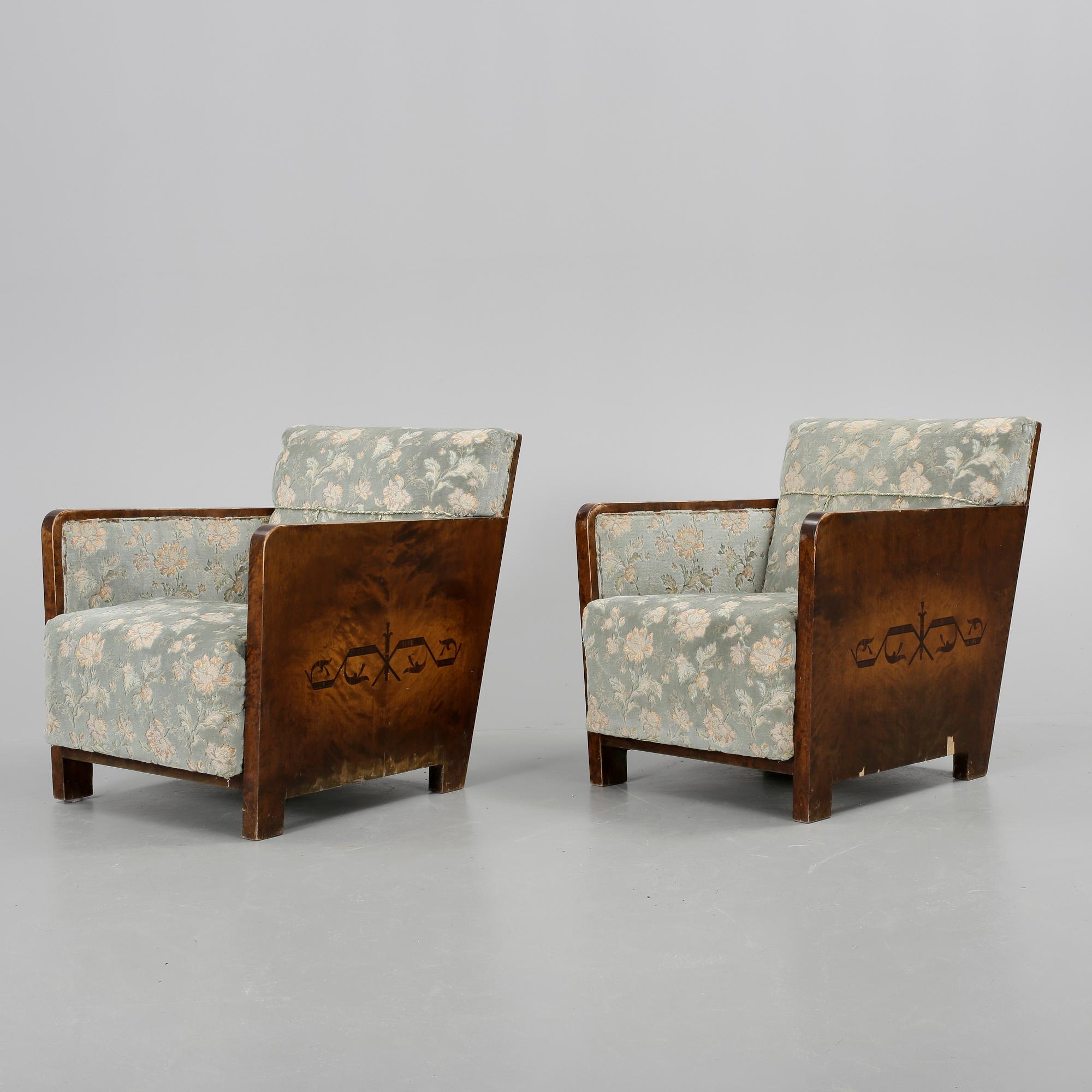 FÅTÖLJER, ett par, art déco, 1920/30-tal.