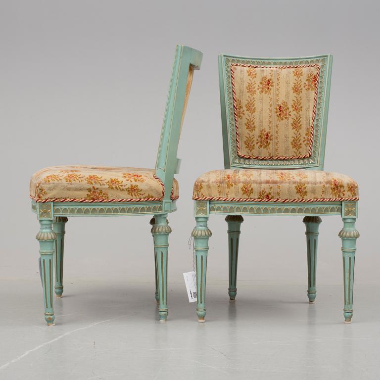 SOFFA och  STOLAR 6 st, gustaviansk stil, 1900-tal.