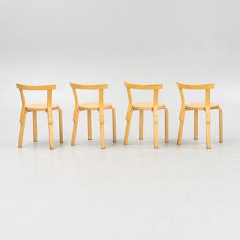 Alvar Aalto, stolar, 4 st, modell 69, Artek, Finland, 1900-talets andra hälft.