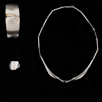 ARMBAND, RING, HALSBAND, silver Lapponia, Finland. 1980-tal.