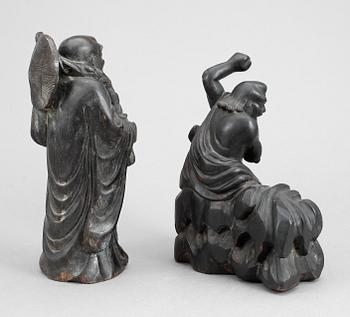 FIGURER, 2 st, trä, Kina, modern tillverkning.