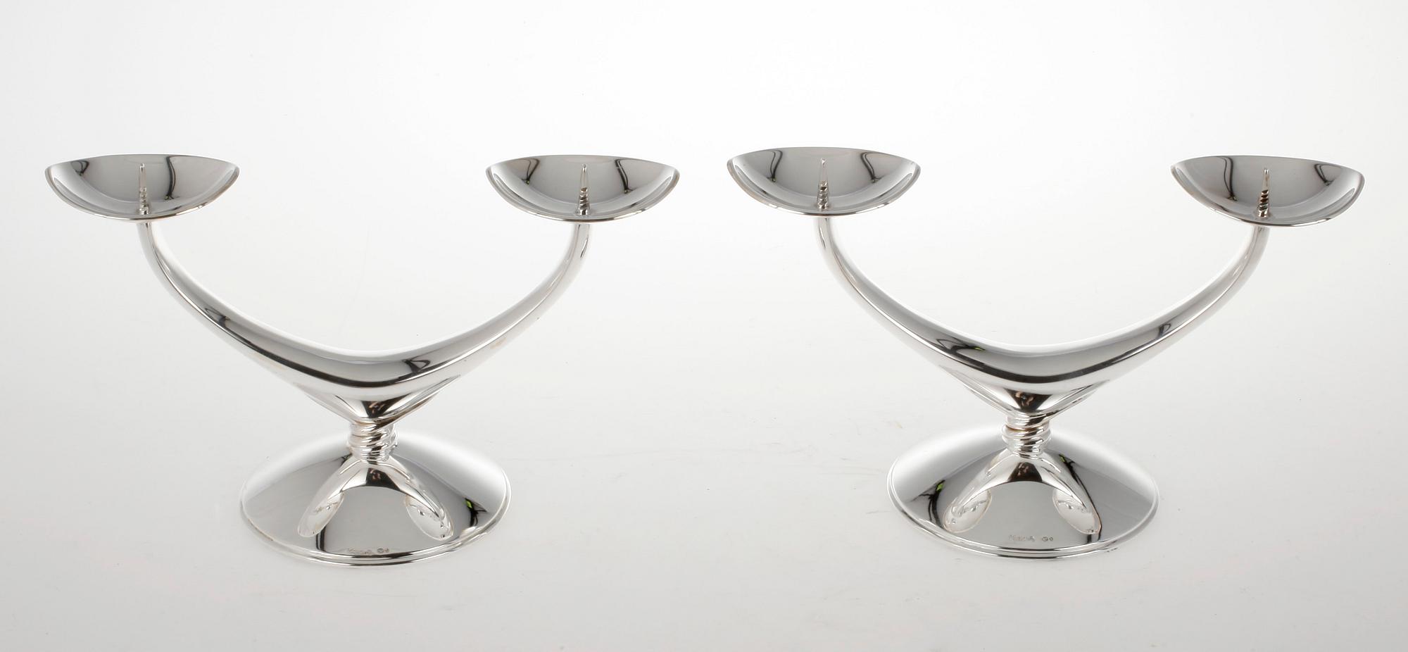KANDELABRAR, ett par, silver, Wilhelm Binder, Tyskland 1900-talets första hälft.