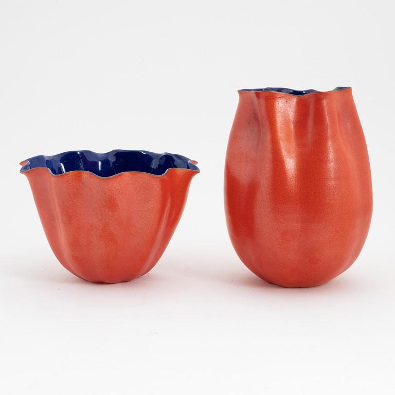 Per Hammarström, two stonware vases, signed.