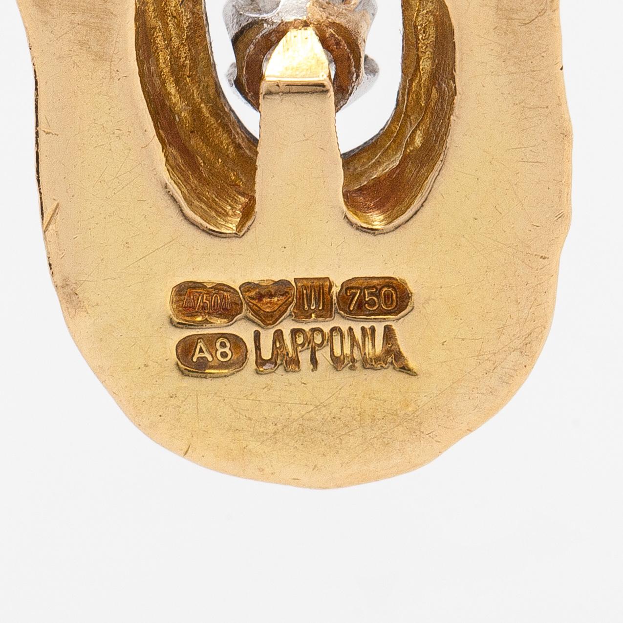 Juhani Linnovaara, "Legato", halssmycke, 18K guld, briljantslipad diamant, Lapponia 1978.