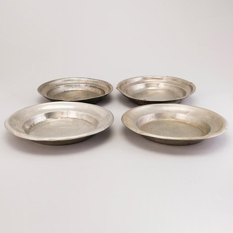 FOUR PEWTER PLATES, Sweden, amongst others Wexiö, 19th century.