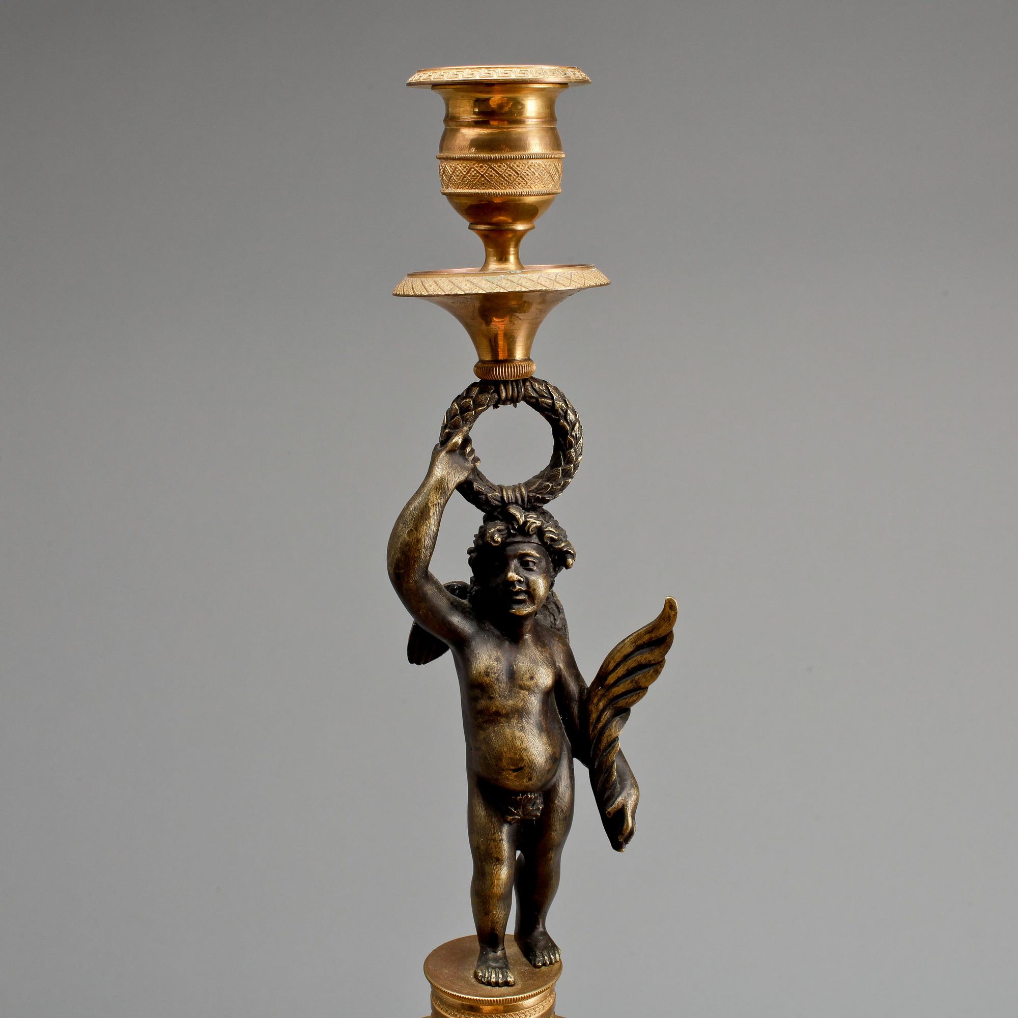 LJUSSTAKAR, ett par, empire, 1800-talets första hälft.