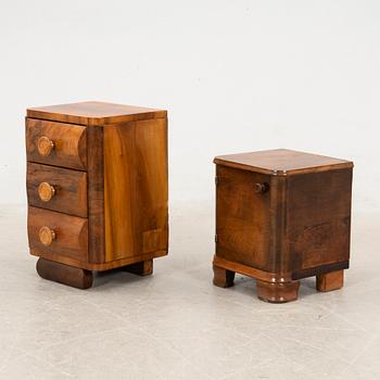 Chest of drawers and bedside table Art Deco first half of the 20th century.