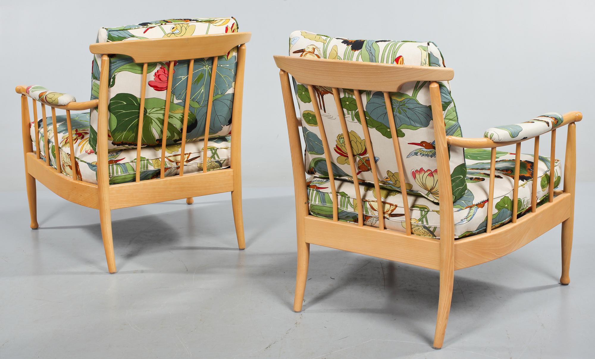 FÅTÖLJER, ett par, "Skrindan", Kerstin Hörlin-Holmquist, OPE, Jönköping, 1900-talets andra hälft.