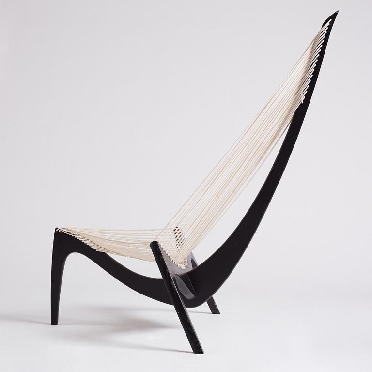 Jørgen Høvelskov, a black lacquered 'Harp' chair, Christensen & Larsen, Copenhagen, Denmark 1970-1980s.