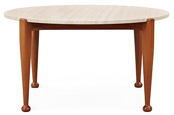 A Josef Frank mahogany and travertine top table by Svenskt Tenn, model 965.