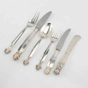 Johan Rohde, Bestick 107 dlr "Dronning/Acanthus" sterlingsilver, för Georg Jensen.