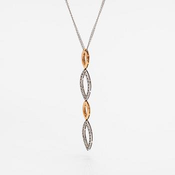 An 18K gold necklace with diamonds ca. 0.60 ct in total. Italy.