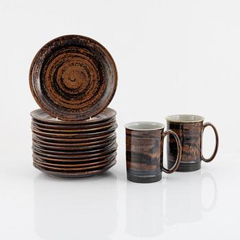 Carl-Harry Stålhane, mugs, 2 pcs, and plates, 14 pcs, stoneware, Designhuset.