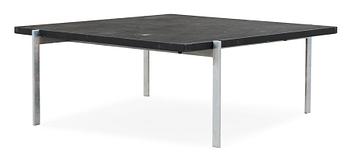 82. A Poul Kjaerholm 'PK-61' steel and slate sofa table, E Kold Christensen, Denmark.