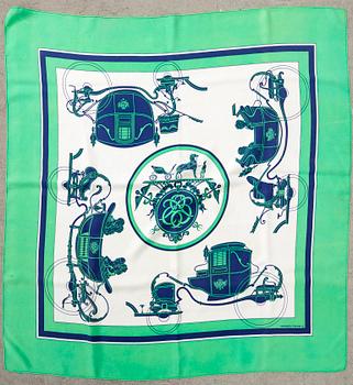 Hermès, a pair of silk scarves.