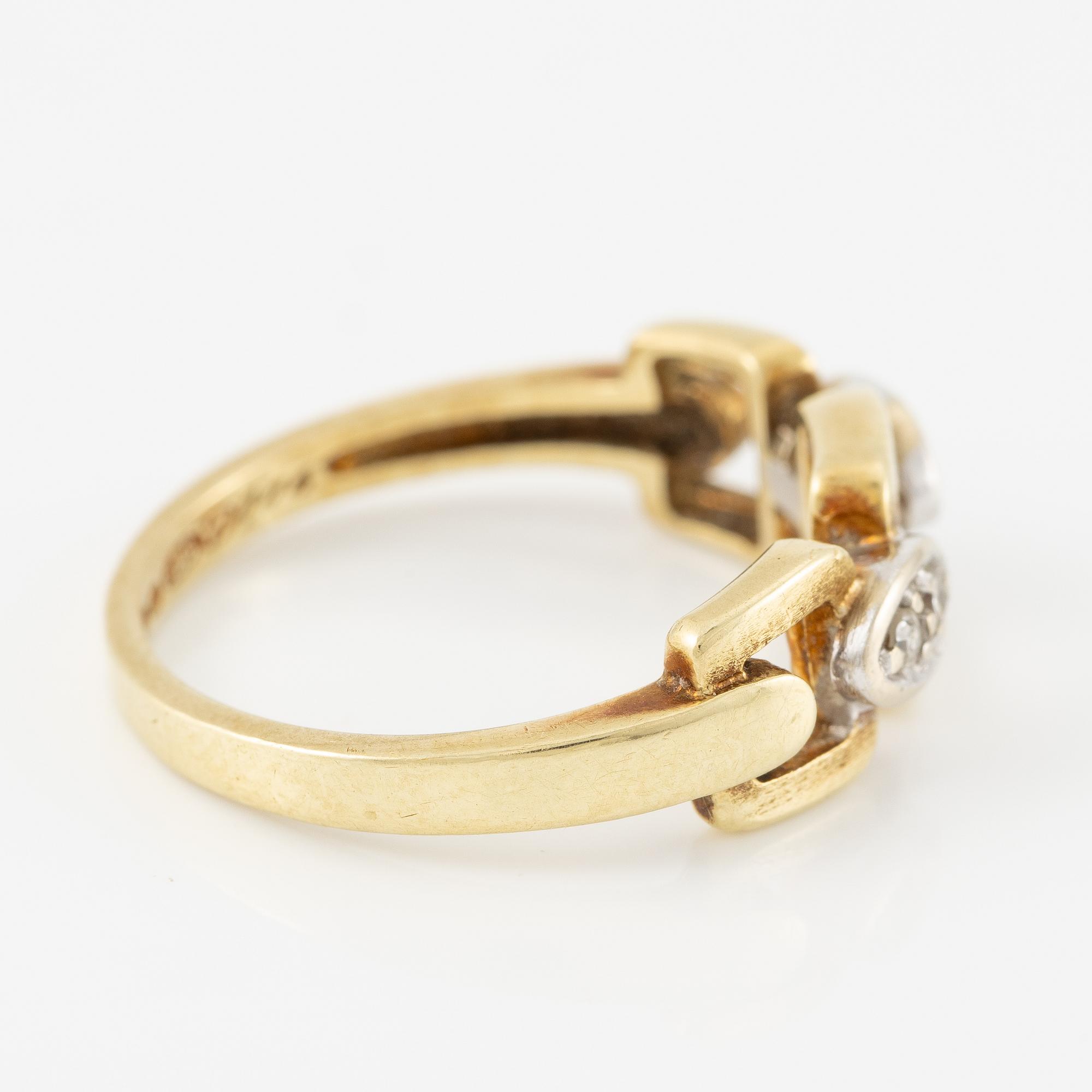 Ring, 14K gold with small eight-cut diamonds, Finland.