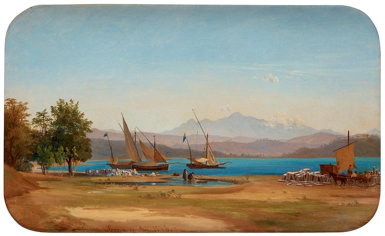 Joseph Magnus Stäck, View from La Spezia towards the bay (Shipping of Carrarra marble).