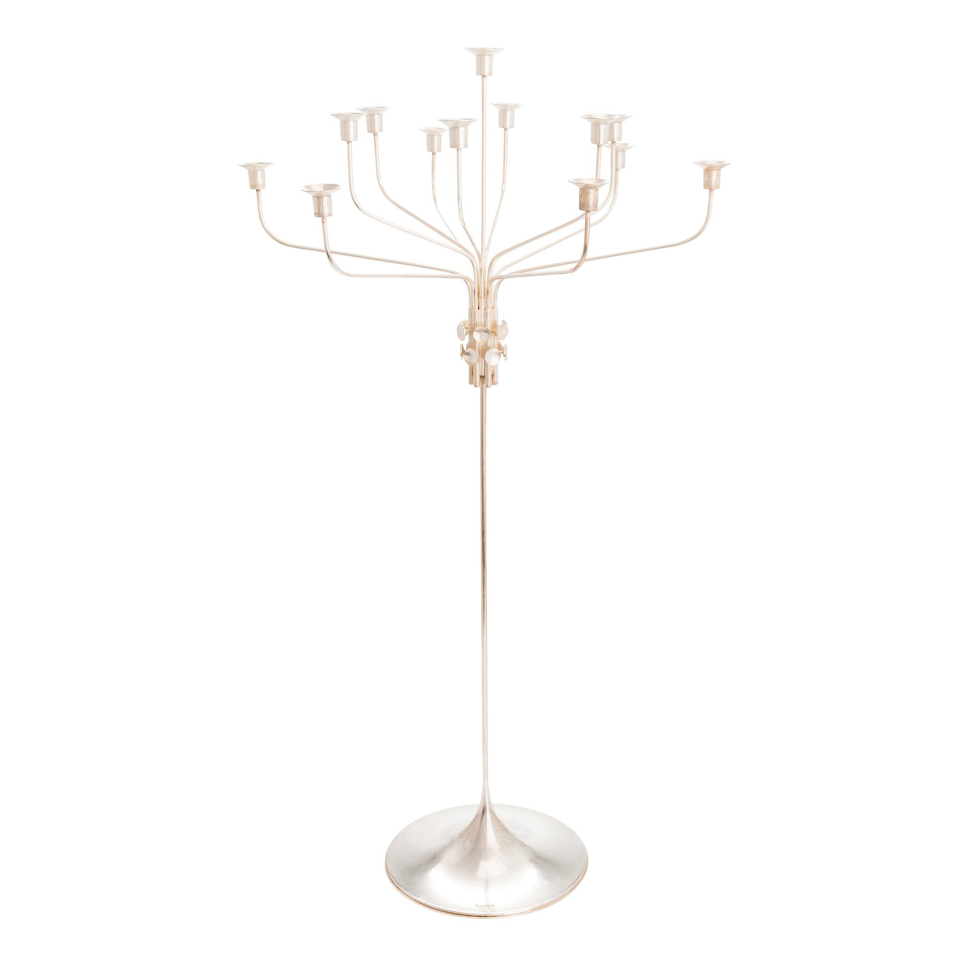 Tapio Wirkkala, a thirteen-candle silver candelabrum 'TW412', Kultakeskus, Hämeenlinna Finland 1986.