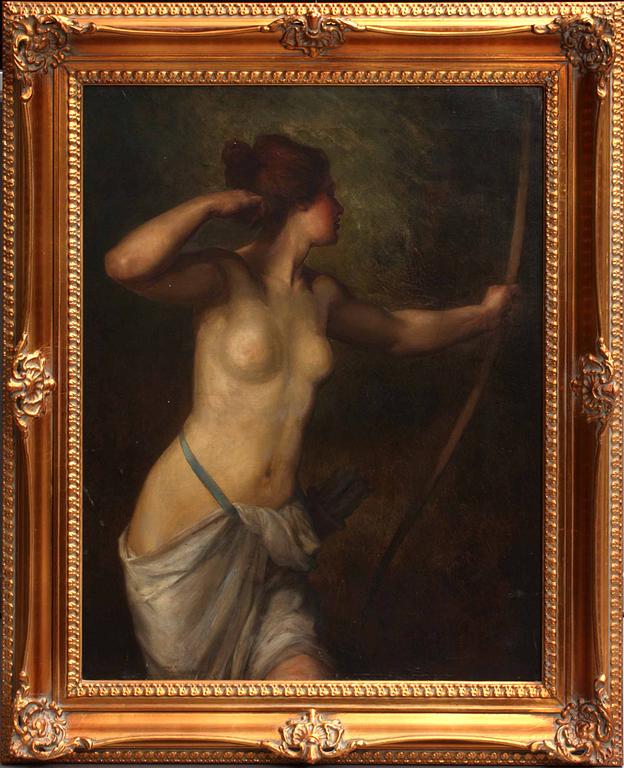 OKÄND KONSTNÄR, olja på duk. 1800/1900-tal.