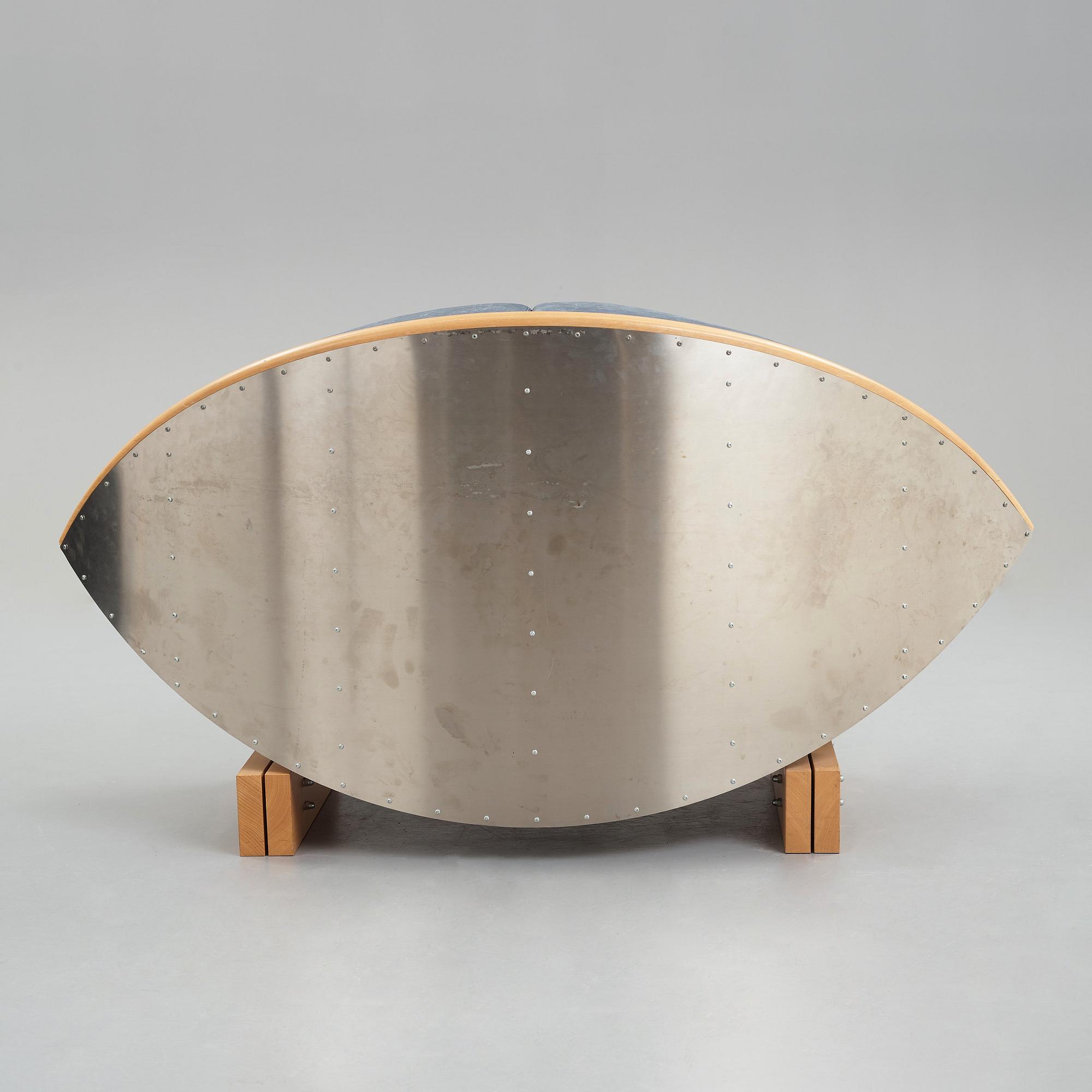 Sigurdur Gustafsson, SIGURDUR GUSTAFSSON, a "Keflavik", beech, steel and leather sofa, Källemo, Sweden post 2000.