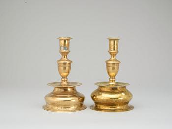 Two matched Baroque 17th century candlesticks.