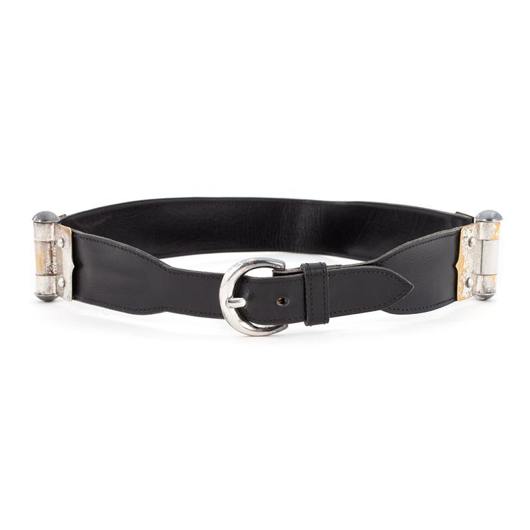 HERMÈS, a black leather belt, reportedly from the 1950s.