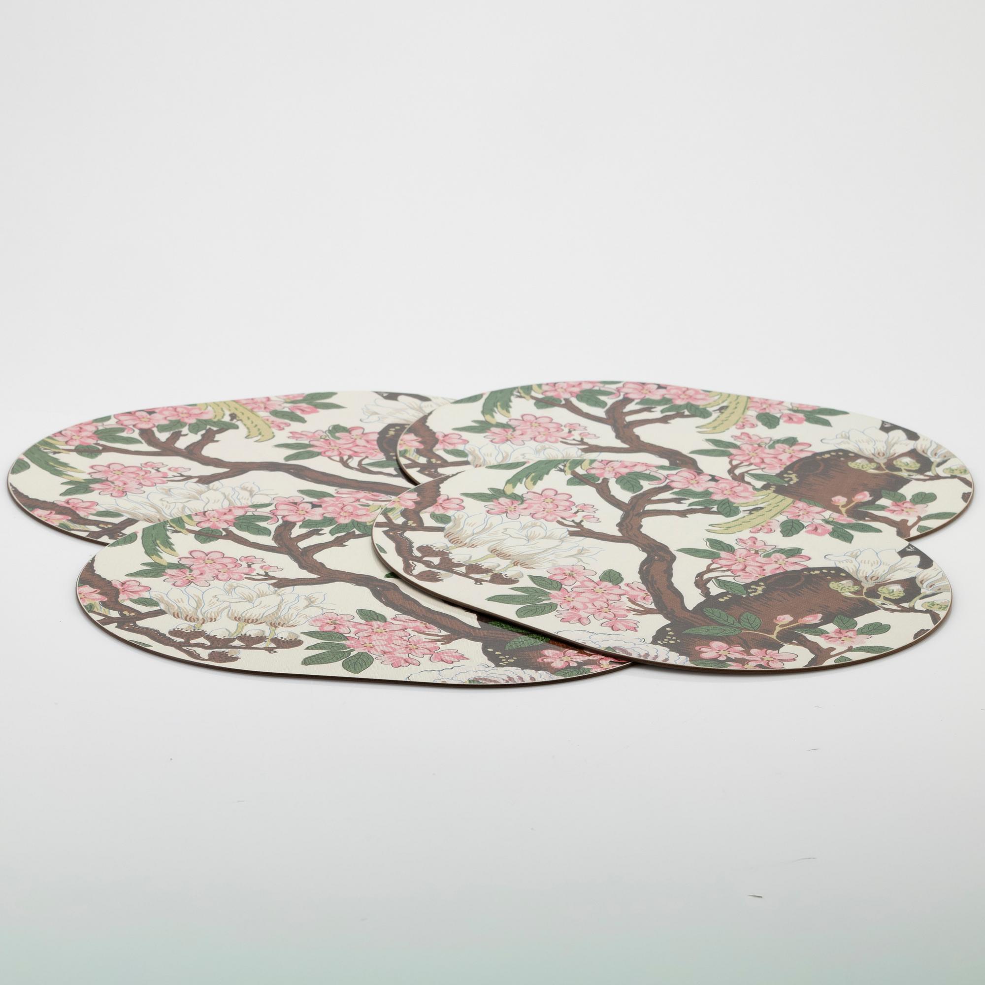 Table mats, 4 pcs, GP & J Baker, “Magnolia”, for Firma Svenskt Tenn.