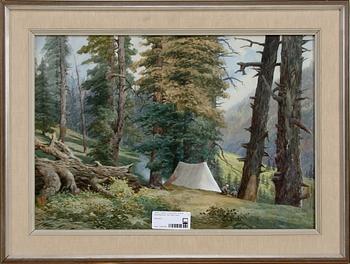 OKÄND KONSTNÄR, akvarell, etikettsignerad o dat 1899 à tergo.