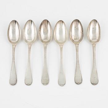 Fredrik Pettersson Ström, six silver spoons, Stockholm, 1784.