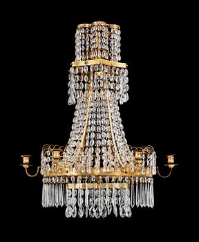 606. A late Gustavian circa 1800 six-light chandelier.