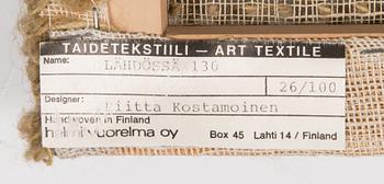 Riitta Kostamoinen, a weave, signed RK for Helmi Vuorelma Ltd.