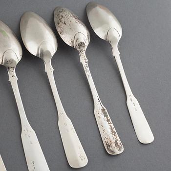 Ten silver spoons, by Gustaf Grönholm in Helsinki, 1827. Weight 363 g.