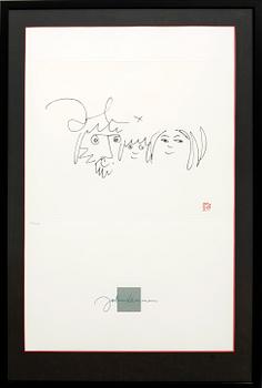 John Lennon, after etchings 4 pcs printed signature numbered 1585/3000E.