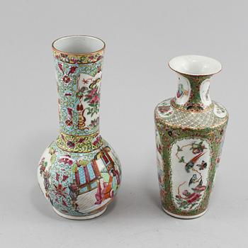 VASER, 2 st, porslin, Kanton, Kina, 1800/1900-tal.