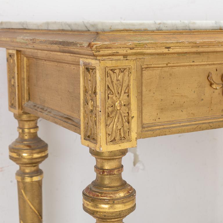 Spegel med konsolbord, senempire ca 1830-40-tal.