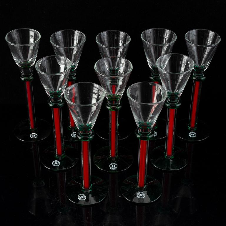 A set of 12 (10+2) Swedish Reijmyre glasses, 20th Century.