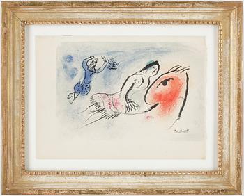 Marc Chagall · MARC CHAGALL, färglitografi, signerad i trycket.