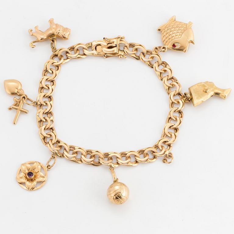 CHARM BRACELET, 18K gold.