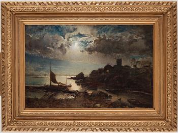 Alfred Wahlberg, Moonlit view from Vaxholm, Sweden.