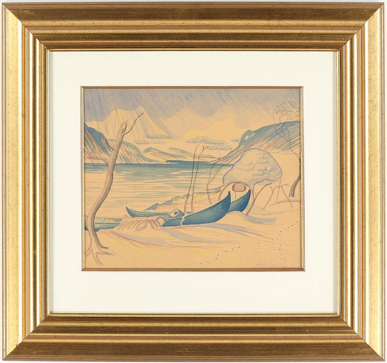 LEANDER ENGSTRÖM, akvarell, signerad.