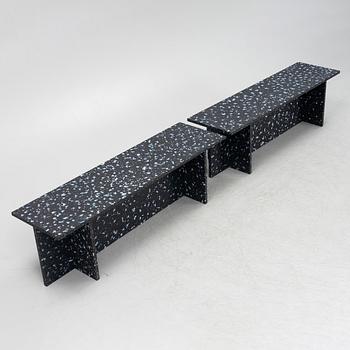 Stamuli, a pair of benches, Greenhouse Bar for Stockholm Furniture Fair 2024.